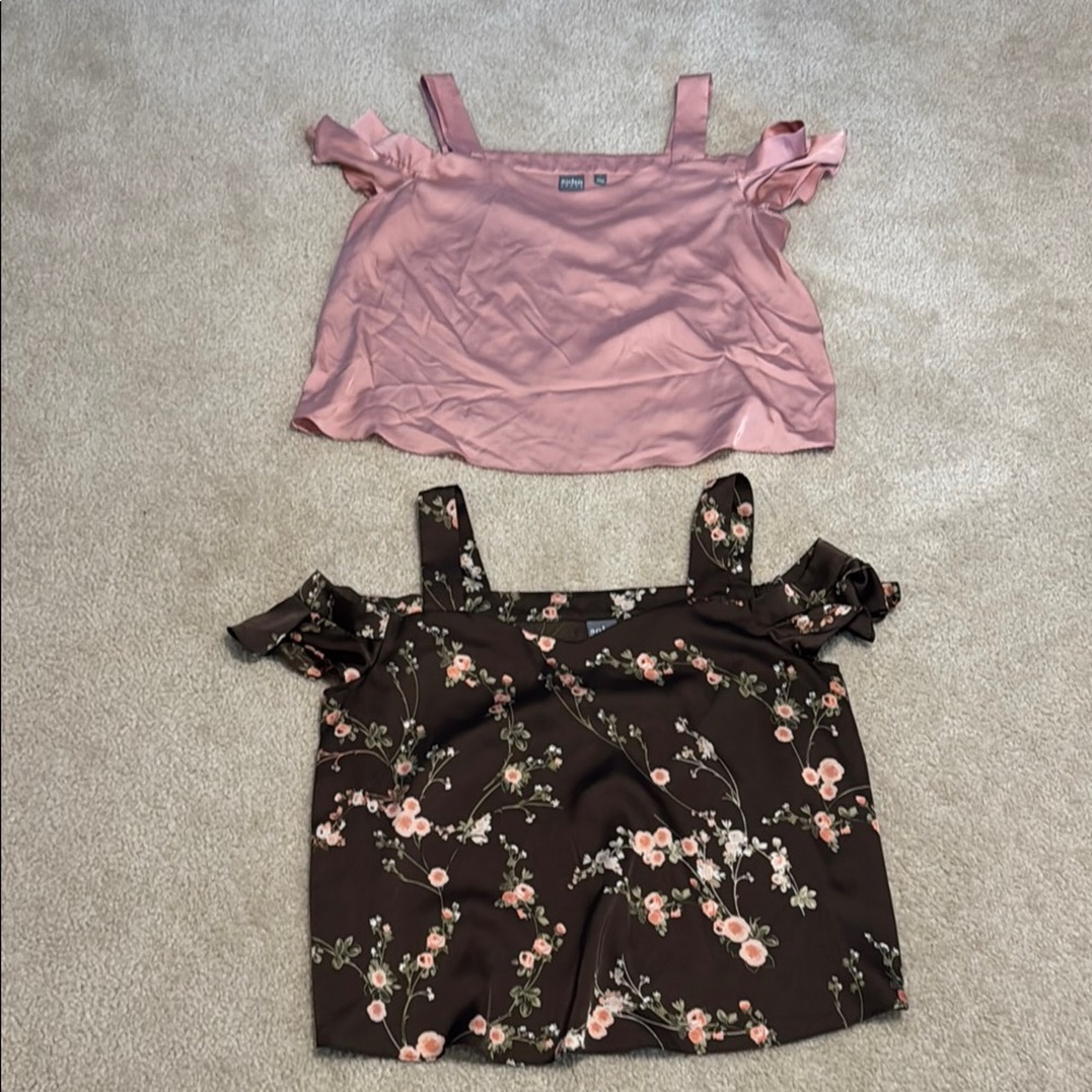 New York & Company Pink and Floral Tank Tops